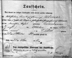 Taufschein Wilhelm Heinrich Georg